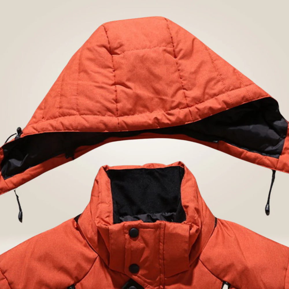 Hood with drawcord, back view