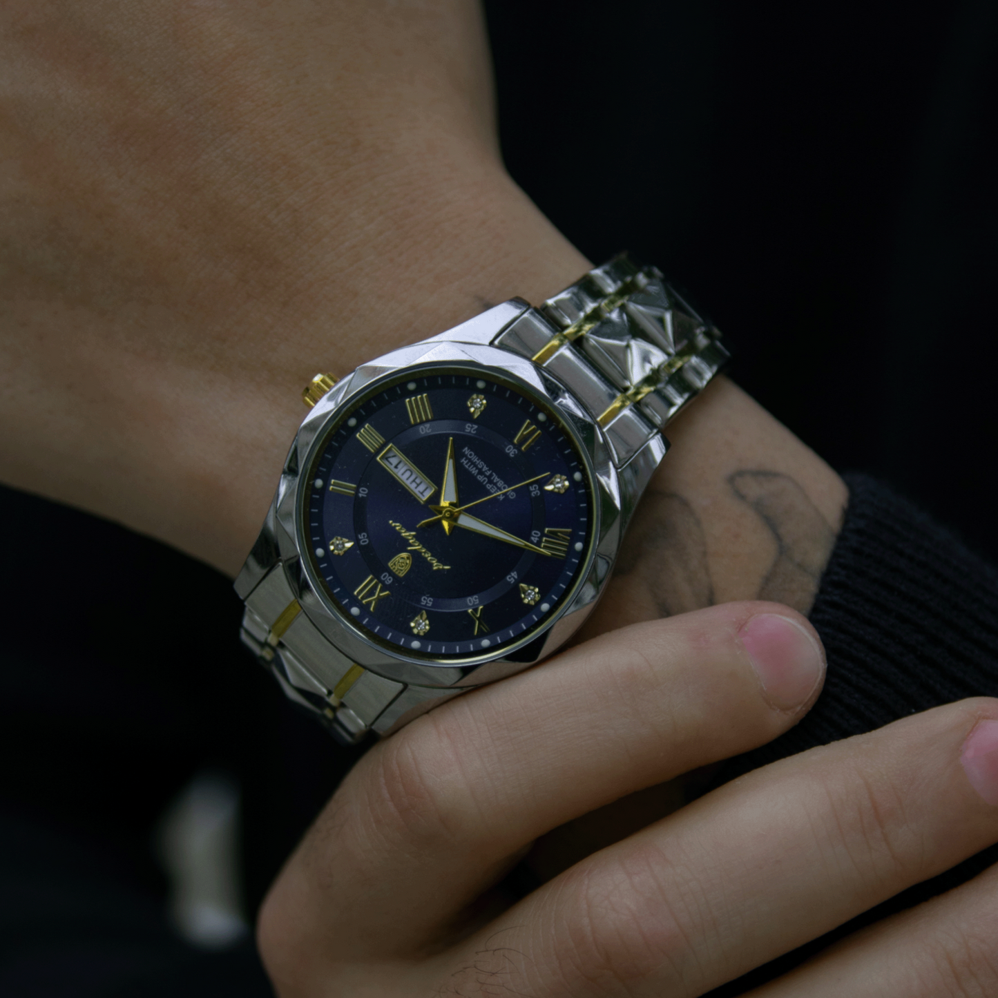POEDAGAR Reloj luminoso de acero de 40 mm - Resistente al agua | Acero transferido