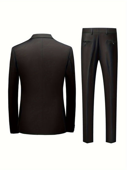 Back of the black suit jacket and trousers