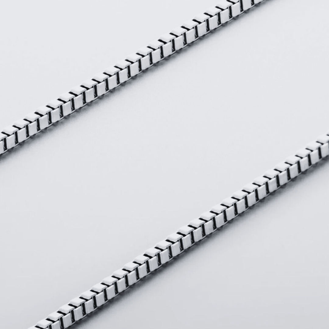 Close-up of the square box links