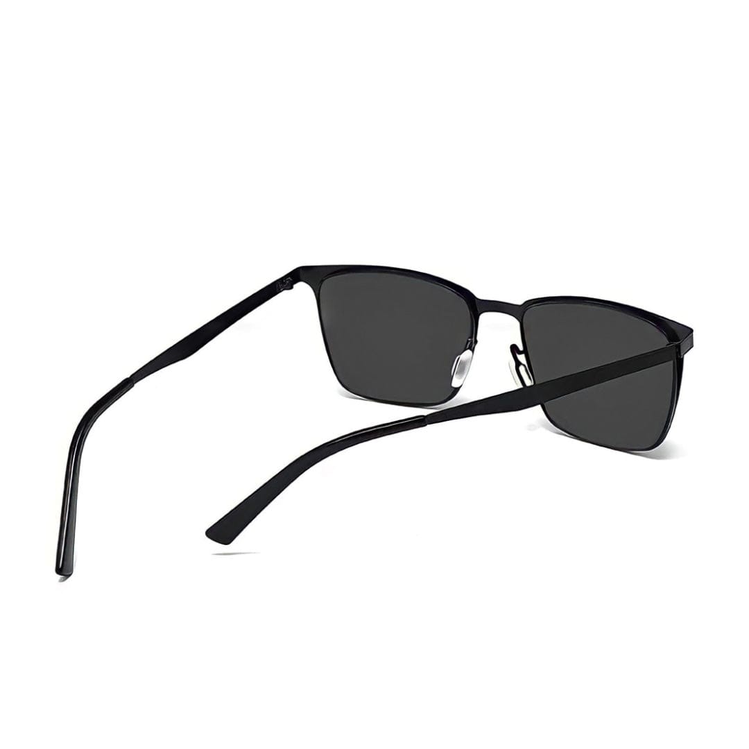 Back view of square metal frame sunglasses
