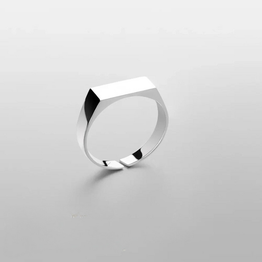 Silver-tone flat-top signet ring