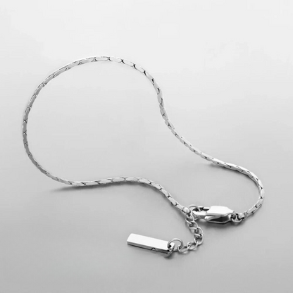 Silver-tone fine bar link chain bracelet
