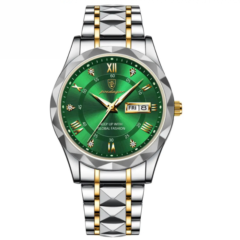 POEDAGAR Luminous Steel 40mm Watch - Water Resistant | Transferred steel