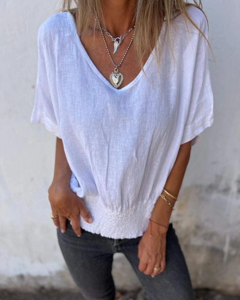 Muse - T-shirt bohémien con scollo a V