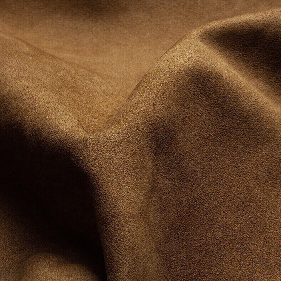 Close-up of brown suede-finish fabric