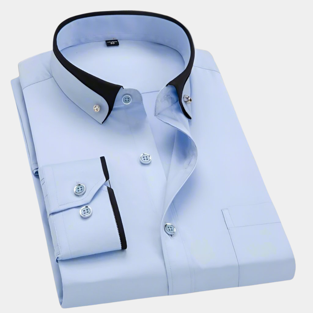 Light blue contrast trim button-down shirt folded