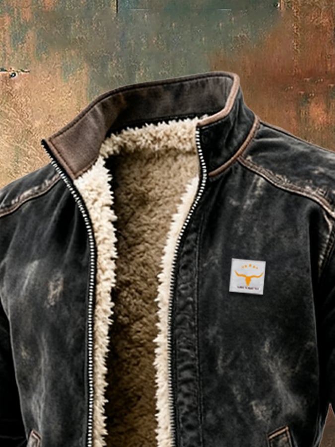 Sherpa-lined collar of the bomber jacket