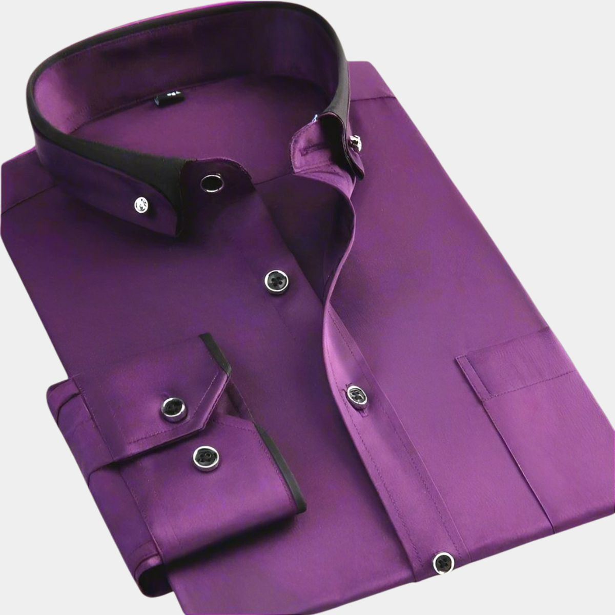 Purple contrast trim button-down shirt folded