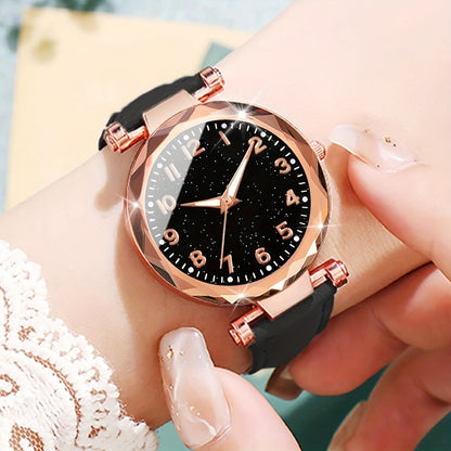Set de Elegancia Casual - Reloj de Cuarzo con Correa de Cuero Sintético y Pulsera