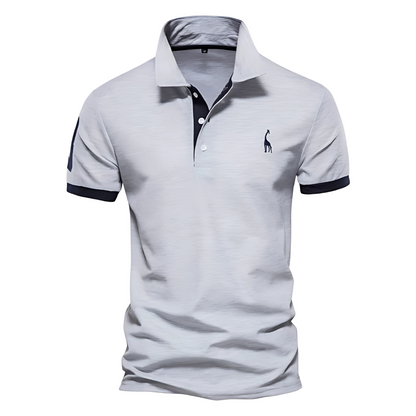 Gray contrast cuff polo shirt