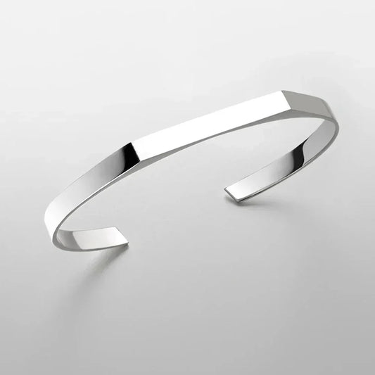 Silver-tone angular open cuff bracelet