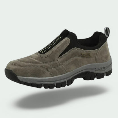 Taupe slip-on lug-sole walking shoe