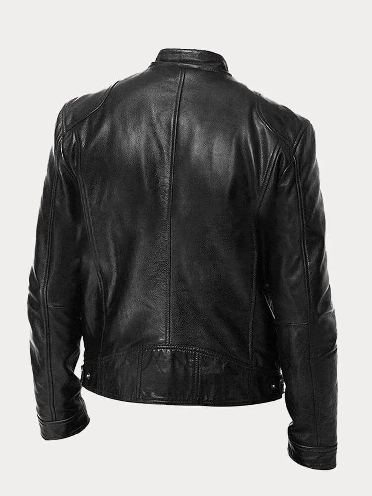 Back of the black cafe racer jacket