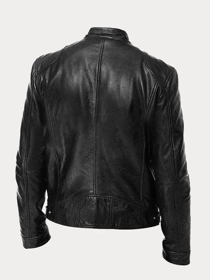 Back of the black cafe racer jacket