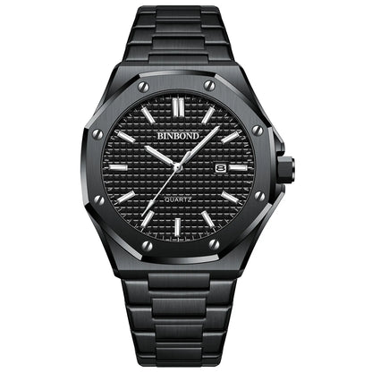 All-black octagonal bezel bracelet watch