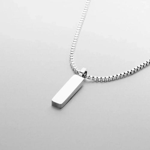 Silver-tone bar pendant on a fine box chain