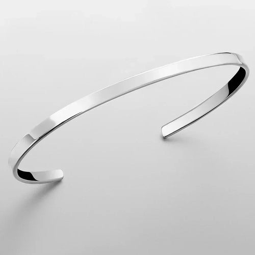 Silver-tone slim open cuff bracelet