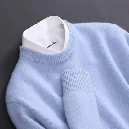 Close-up of the ribbed crew neck and cuff