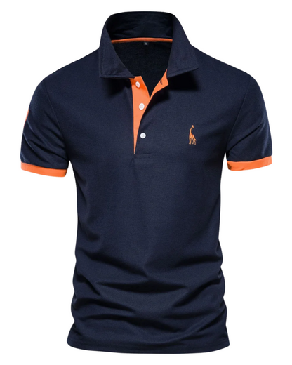 Navy blue contrast cuff polo shirt