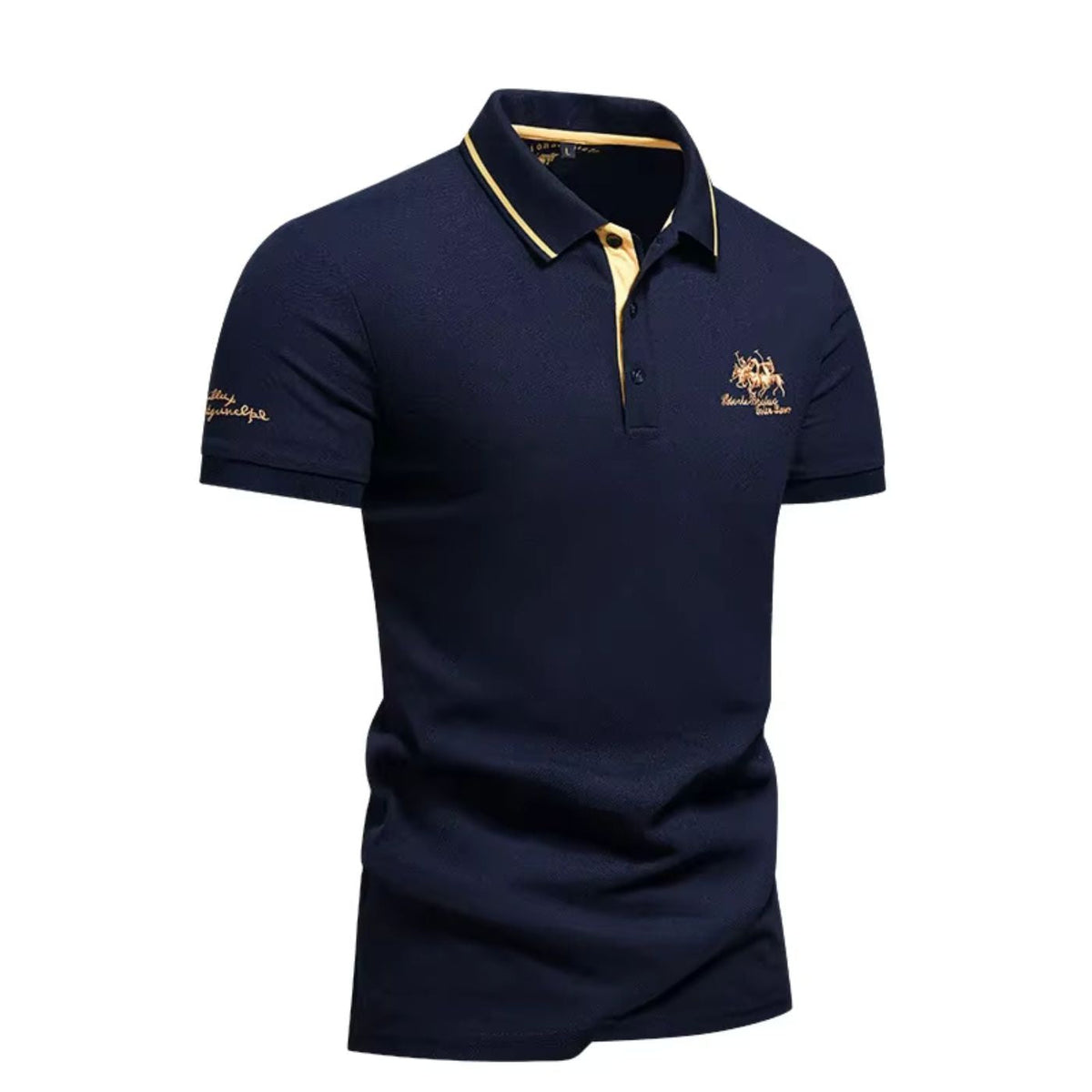 Navy contrast collar polo shirt