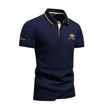 Navy contrast collar polo shirt
