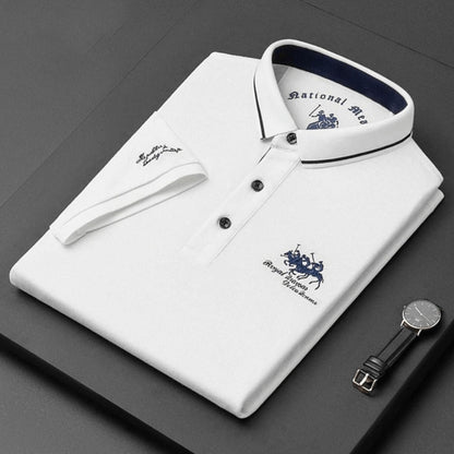 White contrast collar polo shirt folded