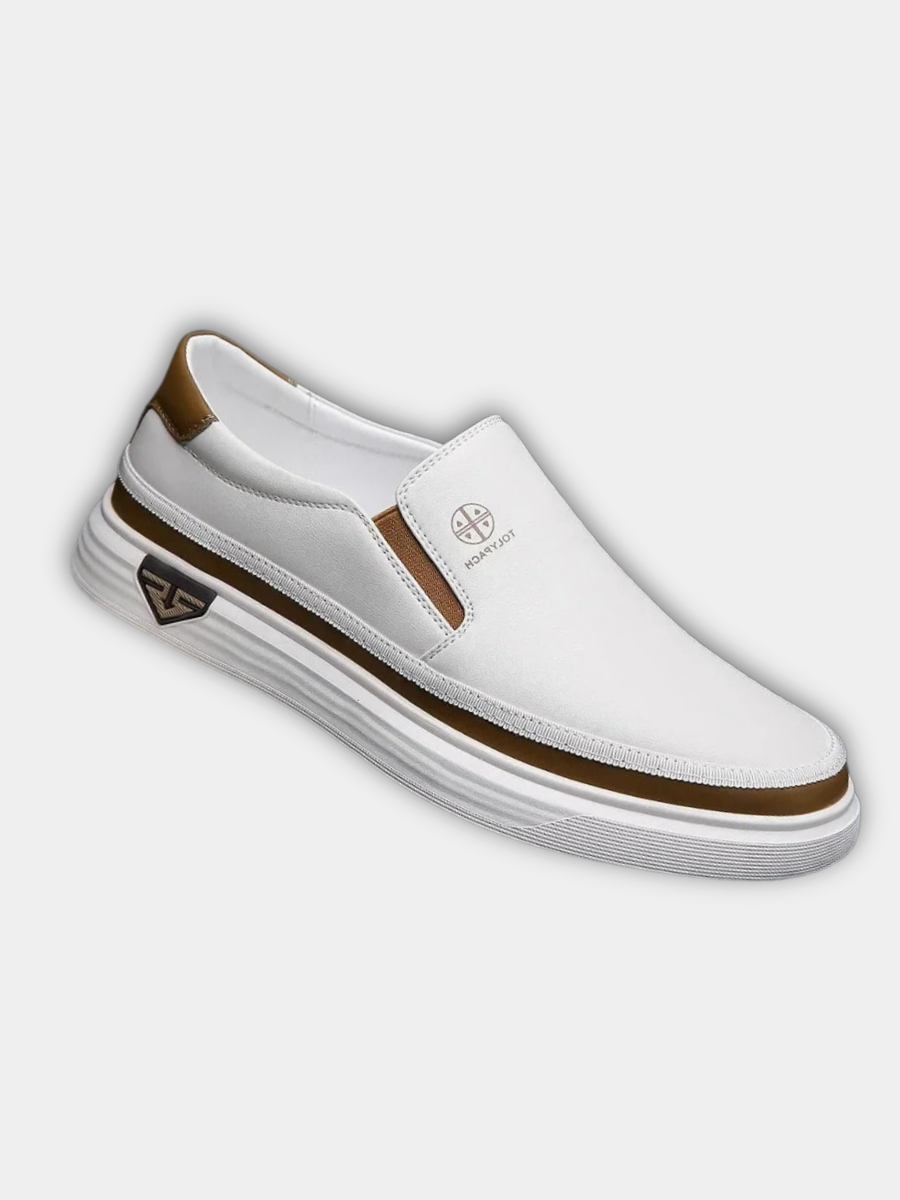 White contrast-stripe slip-on sneaker