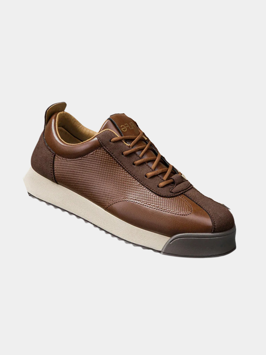 Brown perforated lace-up sneaker