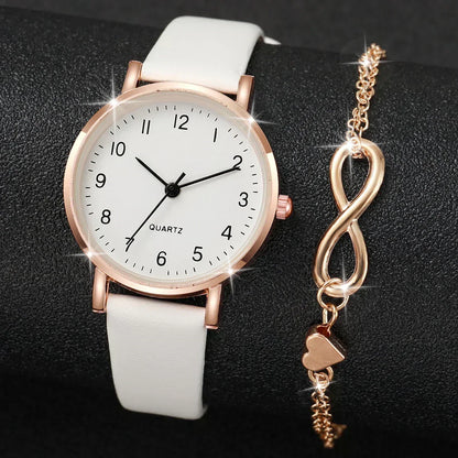 Reloj con correa de cuero + Regalo