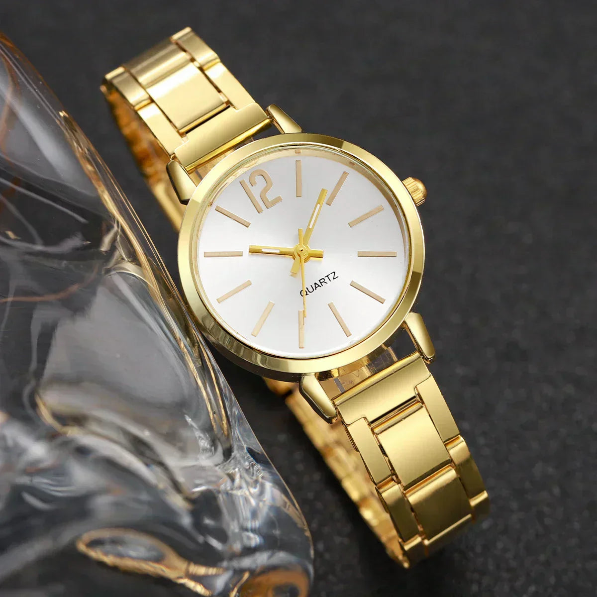 Reloj de cuarzo de acero inoxidable + pulsera