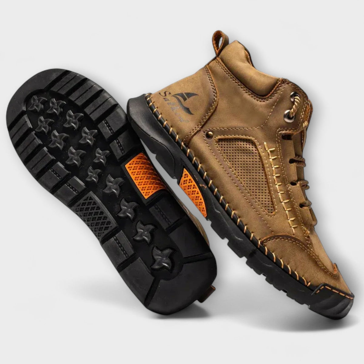 Lug sole of the brown ankle boots