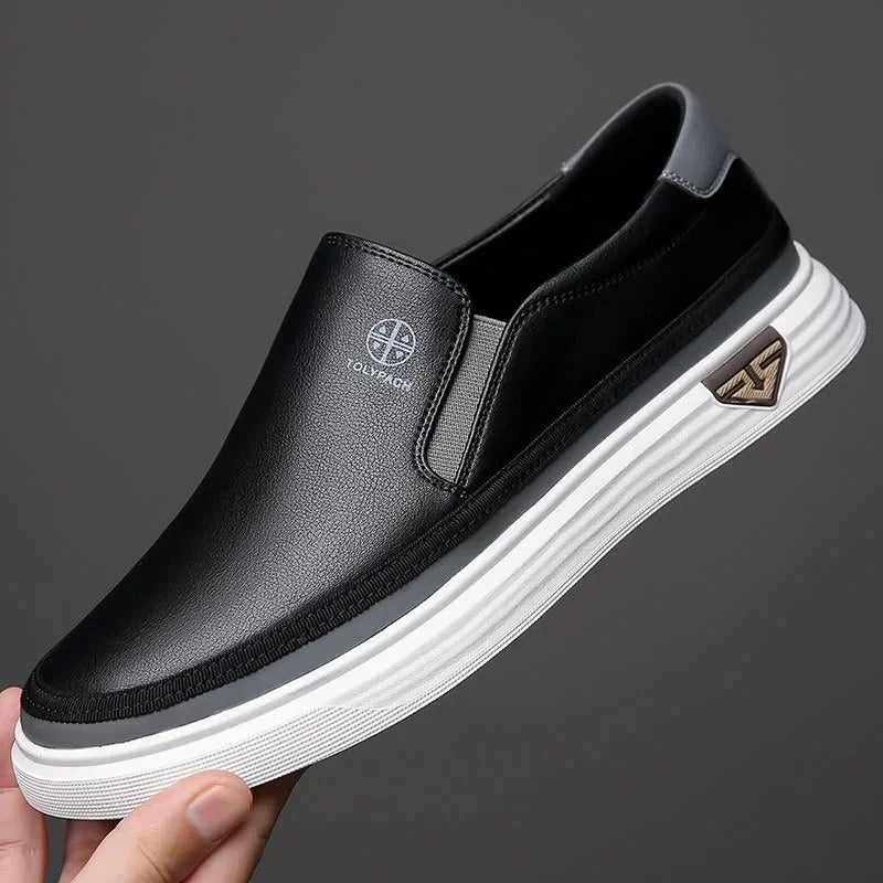 Black contrast-stripe slip-on sneaker