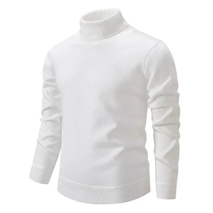 White fine-knit turtleneck sweater